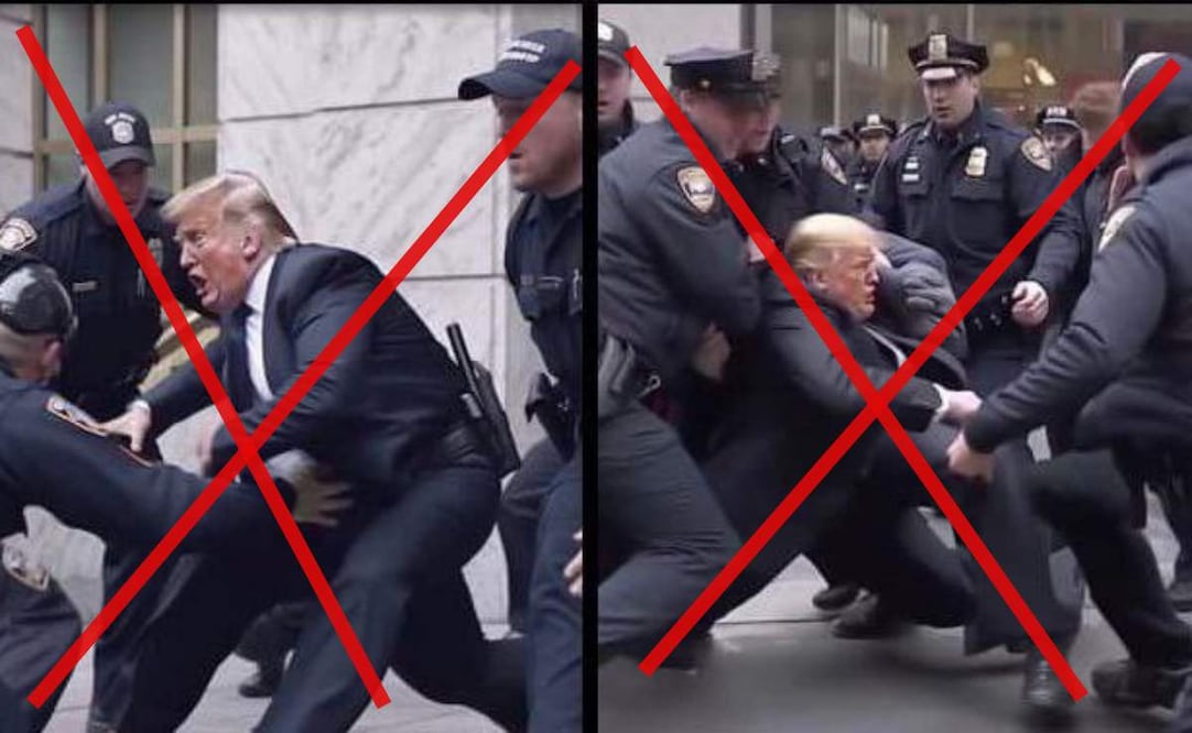 Fotos generadas con inteligencia artificial de arresto falso de Trump