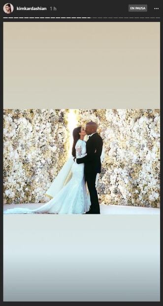 Kim Kardashian presume su vestido de novia en Instagram