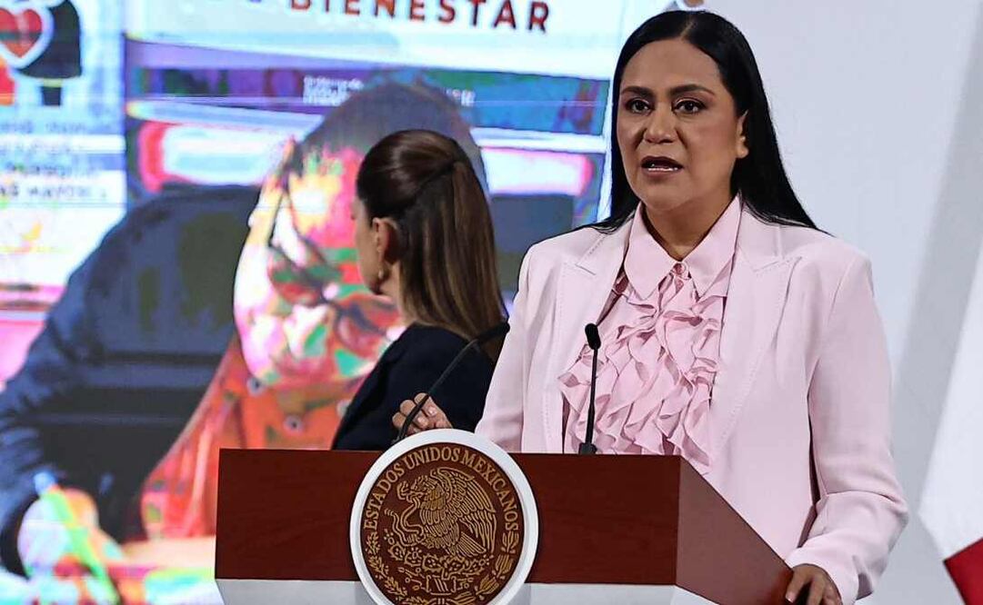 Ariadna Montiel, titular de la Secretaría de Bienestar, durante la mañanera de este 7 de julio del 2025. Foto: Berenice Fregoso / EL UNIVERSAL.