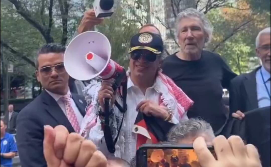 Gustavo Petro durante una manifestación en Nueva York contra el primer ministro israelí Benjamín Netanyahu. Foto: captura de pantalla