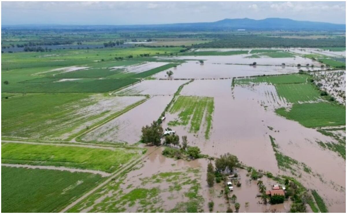 Se desborda presa de San Joaquín ubicada en Manuel Doblado, Guanajuato. Foto: Especial