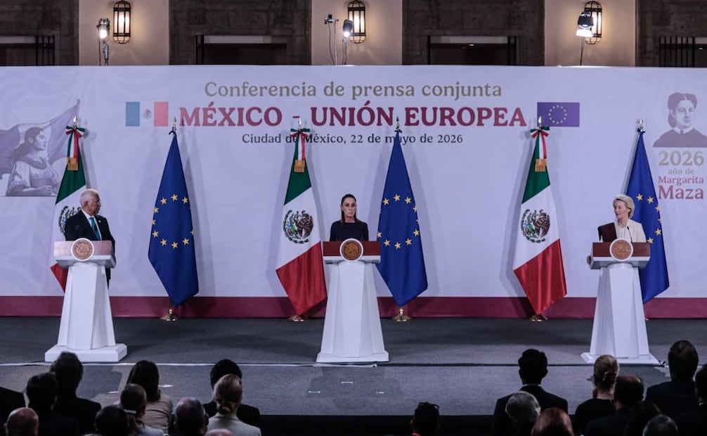 António Costa, Claudia Sheinbaum y Ursula von der Leyen. Foto: Gabriel Pano / EL UNIVERSAL
