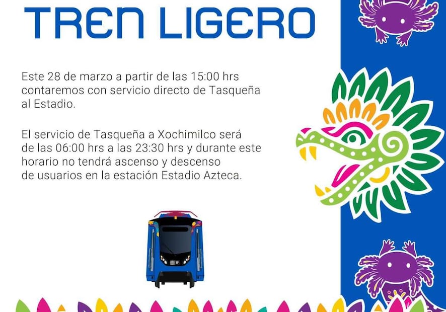 El Servicio de Transportes Eléctricos (STE) señaló que mañana se contará con traslado directo de Tasqueña al Estadio Banorte. Foto: Especial