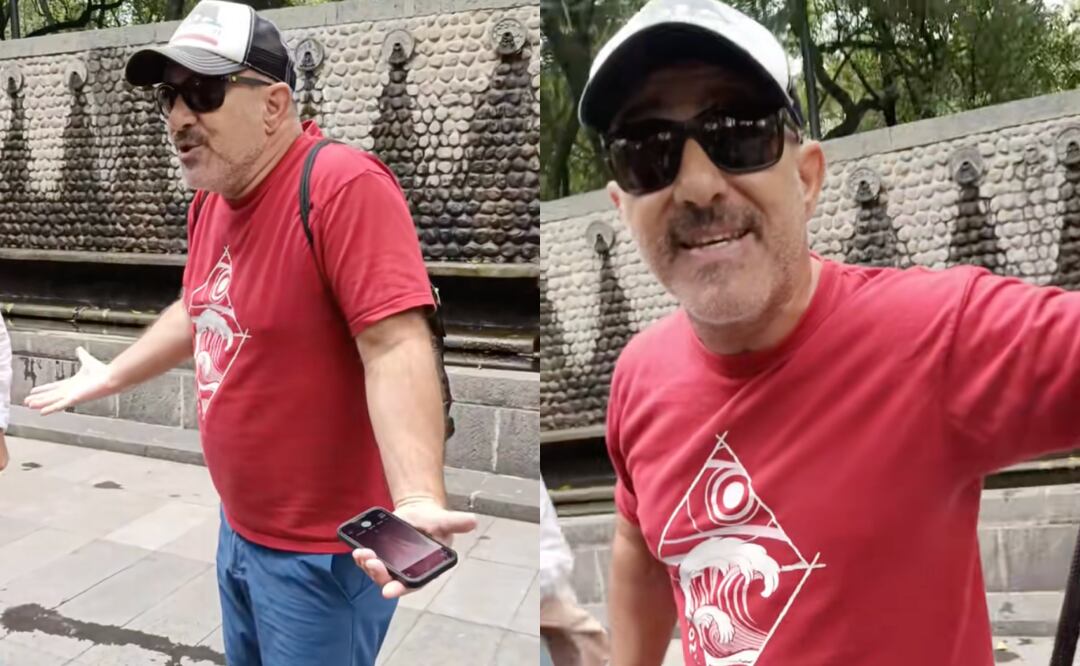 Joven confronta a turista extranjero por orinar en el Bosque de Chapultepec; el momento fue grabado y difundido en redes sociales. Foto: Captura de video