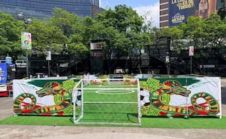 Glorieta de Insurgentes estrena espacios mundialistas; habilitan canchas y áreas para visitantes