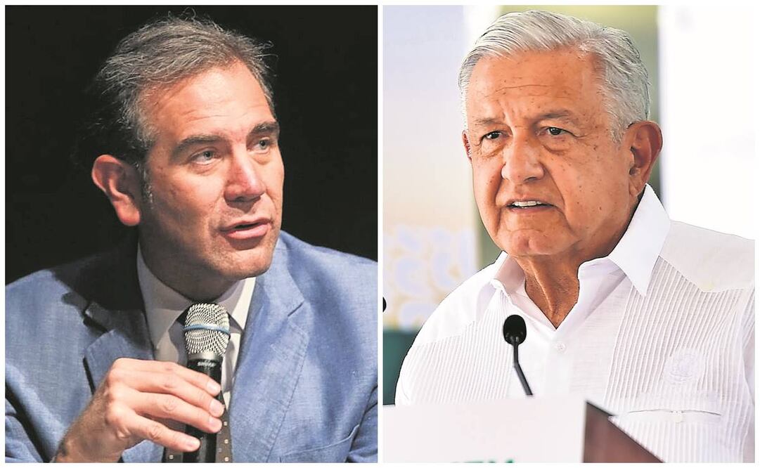 El titular del INE, Lorenzo Córdova, y el presidente López Obrador se enfrascaron en una serie de declaraciones sobre la promoción de la revocación de mandato. Foto: Archivo/ EL UNIVERSAL y Presidencia.