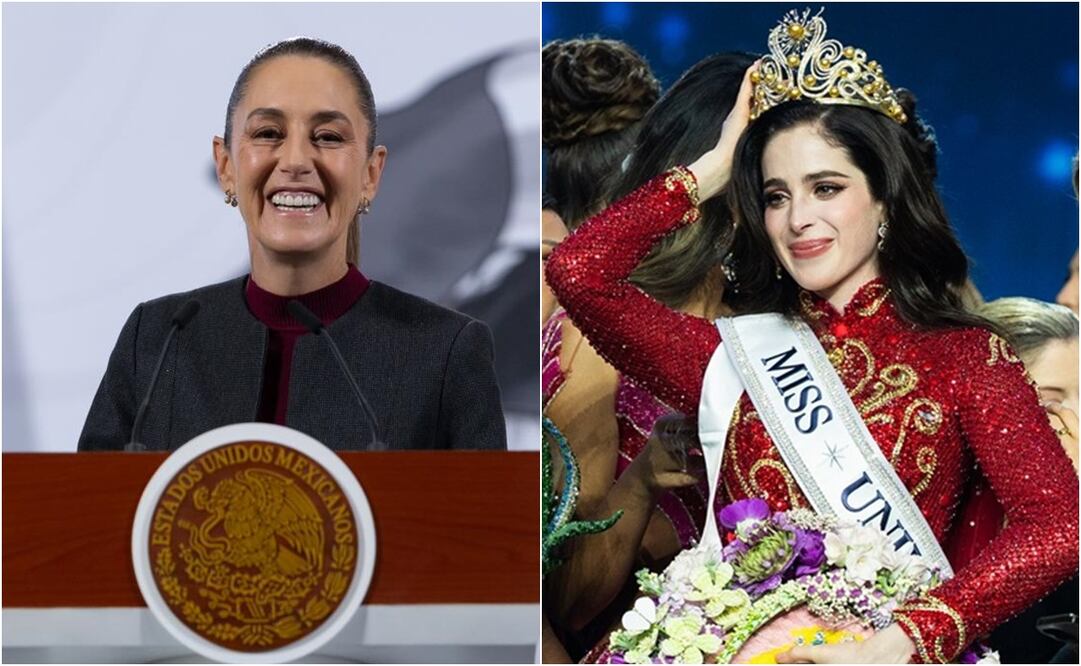 La modelo tabasqueña elogió a la Mandataria, pues “ahora las niñas pueden soñar también con ser presidentas de una nación”. Fotos; Hugo Salvador. EL UNIVERSAL y X. @MissUniverse