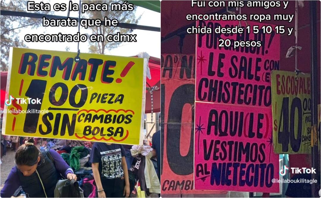 En TikTok una usuaria asegura haber hallado el tianguis de ropa más barato de toda la CDMX. / Foto: Captura de video.