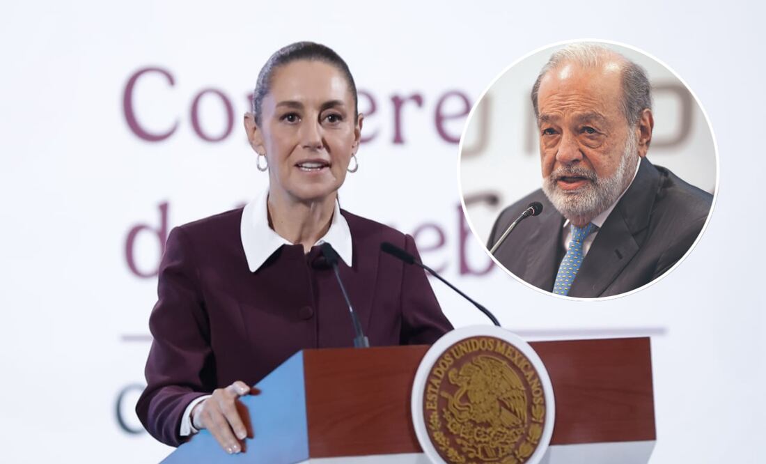 La presidenta Claudia Sheinbaum informó sobre la plática que tuvo en Palacio Nacional con el empresario mexicano Carlos Slim. Foto: Fernanda Rojas y Berenice Fregoso / EL UNIVERSAL
