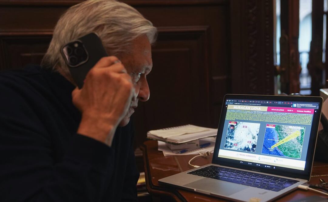 Presidente Andrés Manuel López Obrador en supervisión de plan de prevención ante Huracán Lidia. Foto: Presidencia