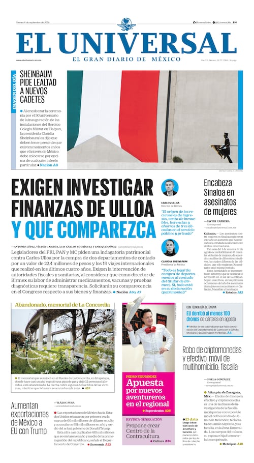 Portada impresa del 4 de septiembre del 2026