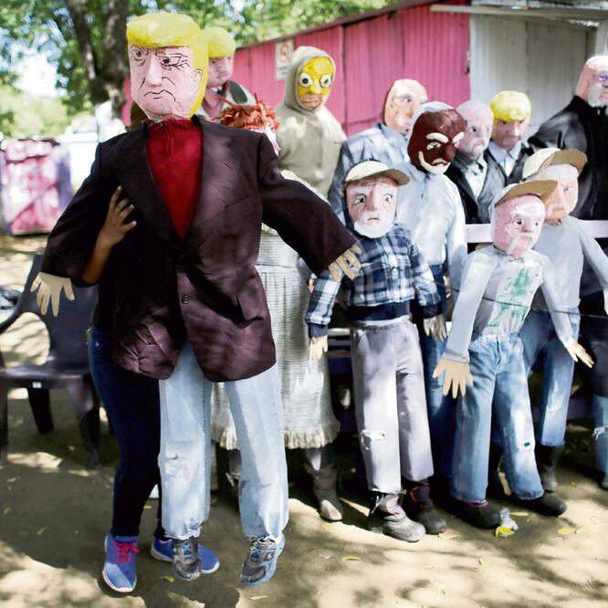 La piñata de Donald Trump es de las más solicitadas en Nicaragua (foto) y Honduras para ser quemada la última noche del año 2018. OSWALDO RIVAS. REUTERS
