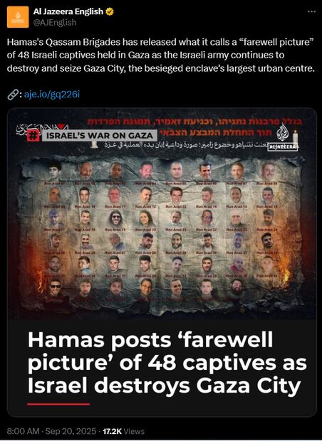 Hamas publica fotos de rehenes en canal de Telegram. Foto: captura de pantalla