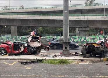 VIDEO: Difunden momento exacto en que Camaro se despedaza al impactarse con un poste en Tlalpan