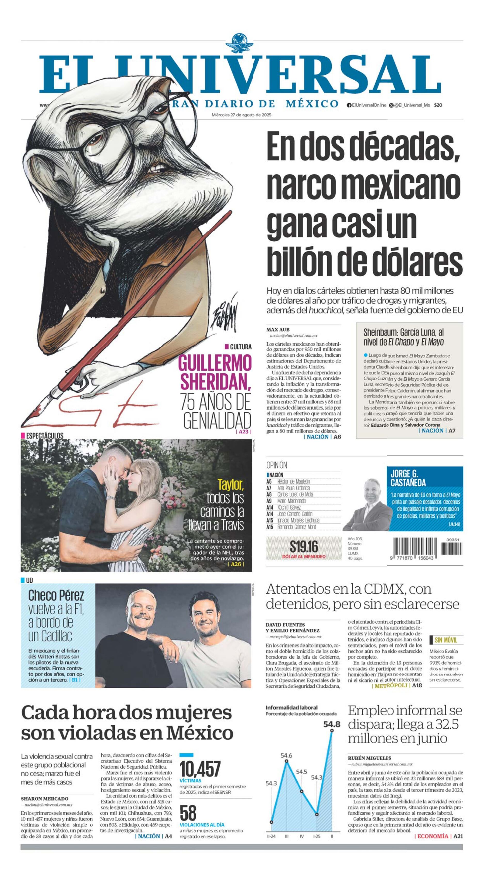 Portada impresa del 27 de agosto de 2025