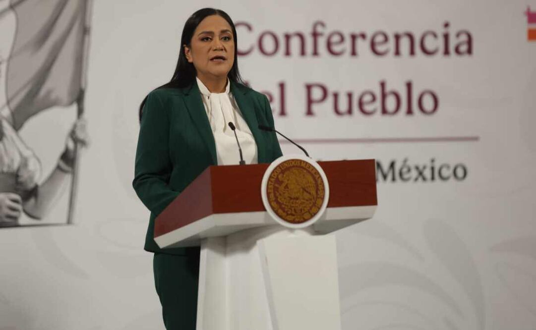 Ariadna Montiel Reyes, secretaria de Bienestar, durante la mañanera del 20 de octubre del 2025. Foto: Francisco Rodríguez / EL UNIVERSAL.
