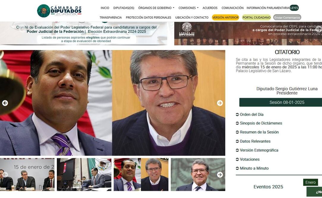 Imagen de la página de internet de la Cámara de Diputados. Foto: Especial