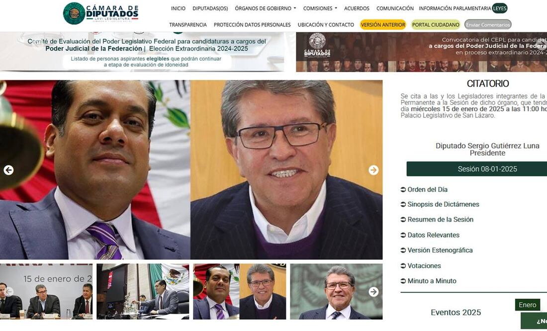 Imagen de la página de internet de la Cámara de Diputados. Foto: Especial