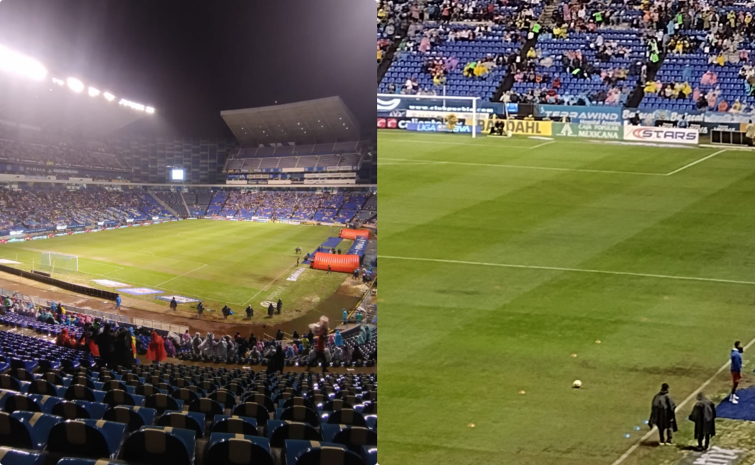 Así luce el Estadio Cuauhtémoc, mientras el encuentro entre Puebla y Chivas se encuentra suspendido momentáneamente - Fotos: Leobardo Vázquez/EL UNIVERSAL