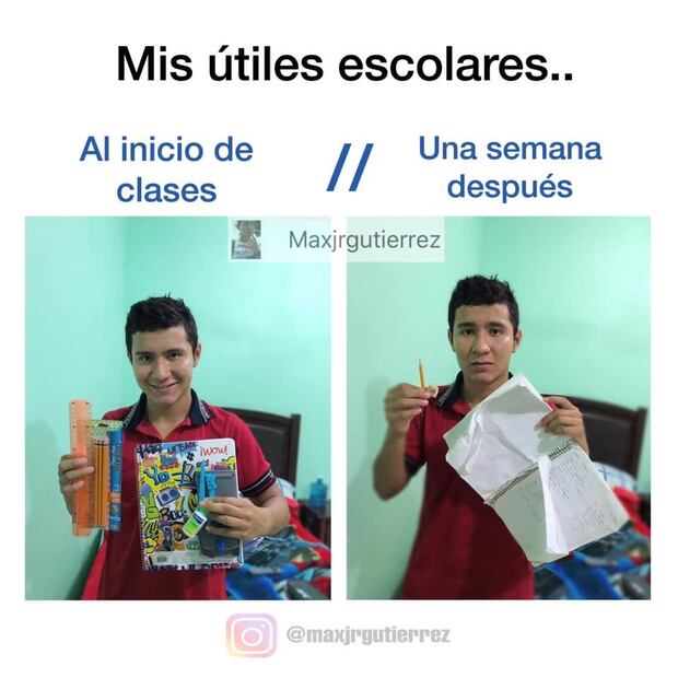 Meme de útiles escolares. Foto: Redes sociales