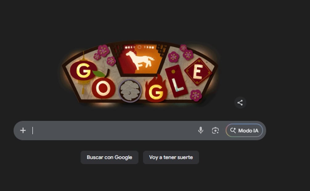 Google celebra el Año Nuevo Chino con un doodle especial. Foto: Captura de pantalla