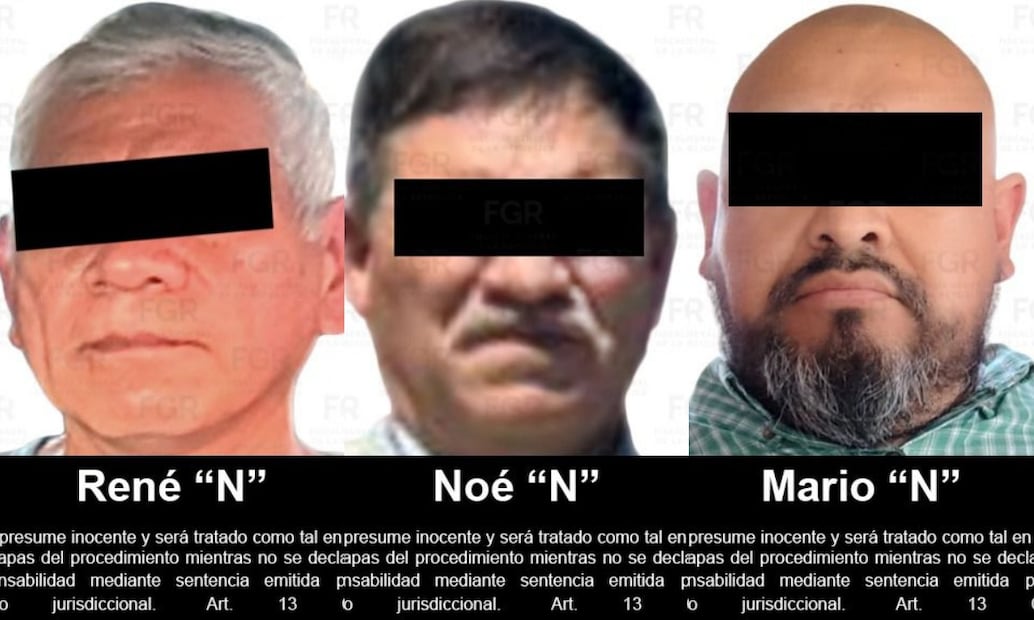 René "N", Noé "N" y Mario "N" señalados por su participación en una célula delictiva. Foto: Cortesía.