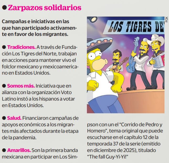 Los Tigres del Norte a favor de los migrantes.