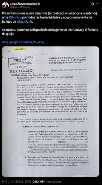 El político publicó su denuncia ciudadana. Foto: Captura de pantalla