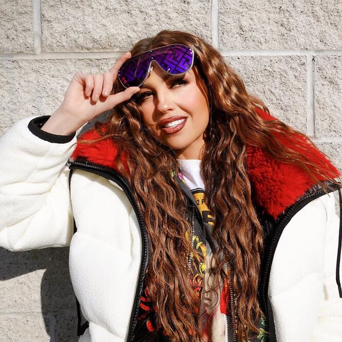 Thalia lució un conjunto demasiado informal para sus looks super fashionistas. Foto: Instagram