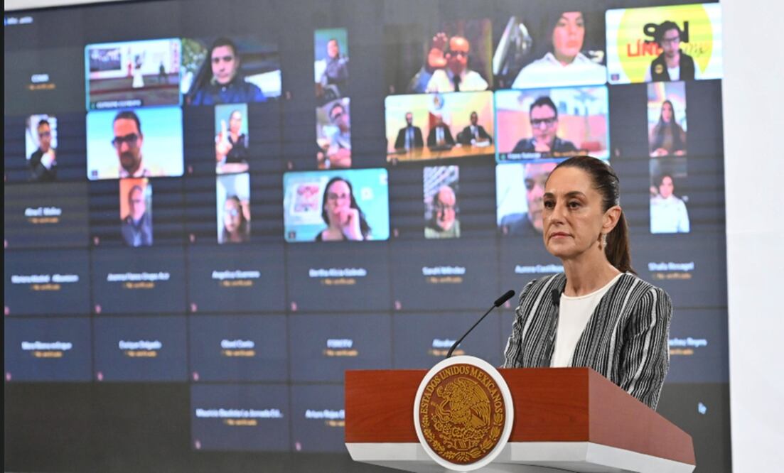 La presidenta Claudia Sheinbaum en la mañanera del 21 de mayo de 2025. Foto: especial