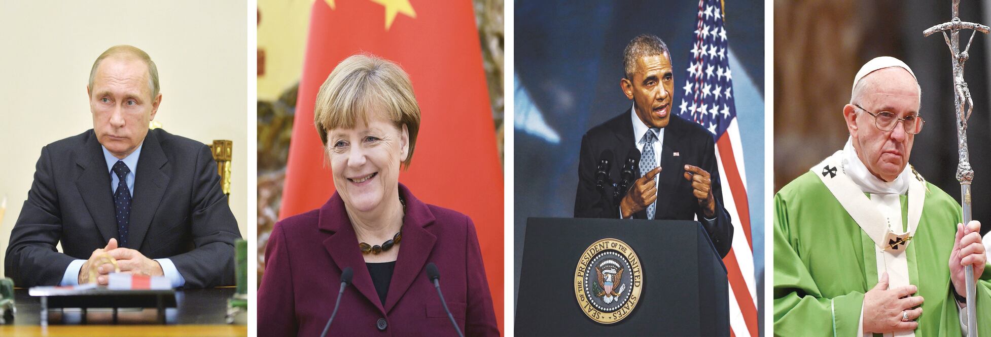 De izquierda a derecha: Vladimir Putin, residente ruso y Angela Merkel, canciller alemana (Especial)