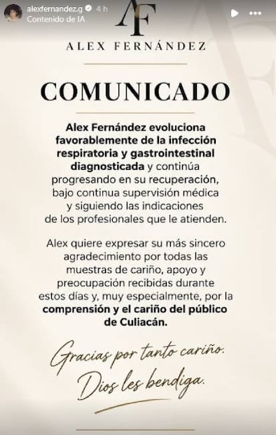 El equipo del cantante dio una actualización sobre su estado de salud. Foto: Captura de pantalla.