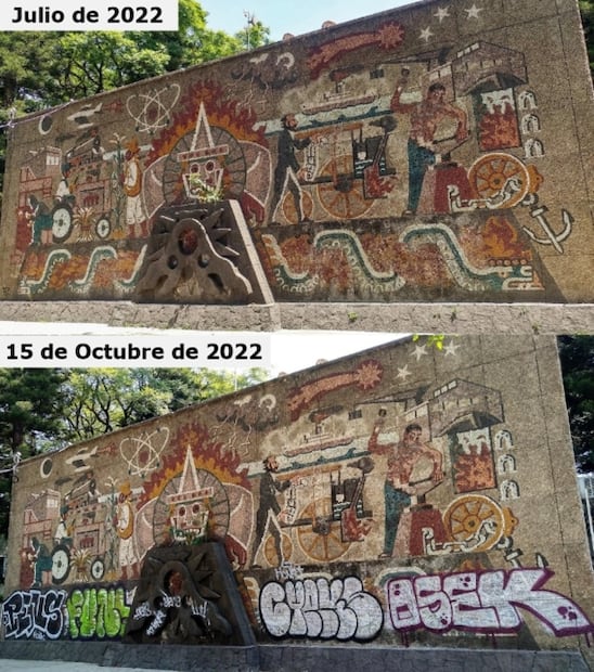 "Infamia impensable", el acto vandálico contra el mural "Sol de Fuego" del Centro SCOP
