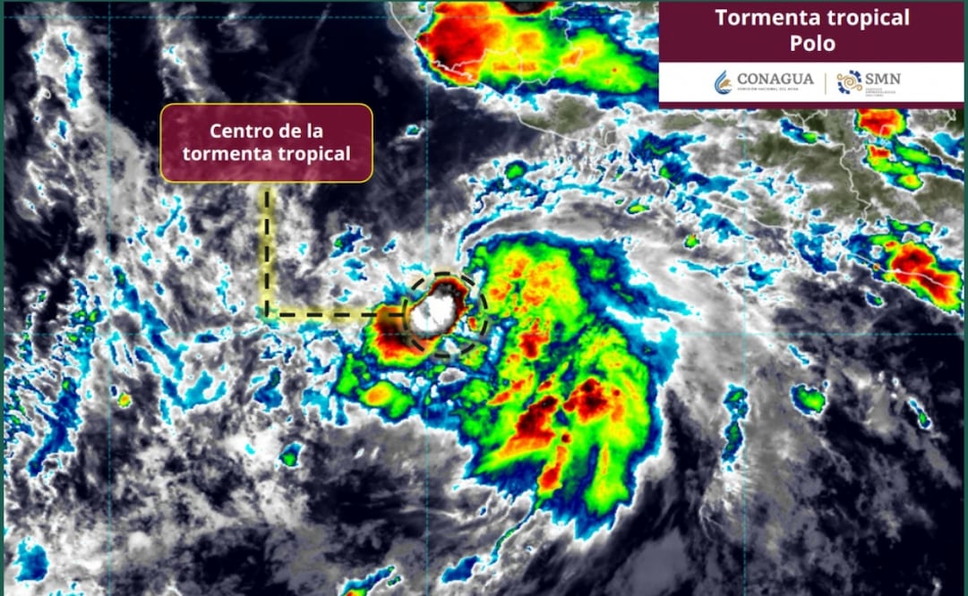 Se forma la tormenta tropical Polo a partir de la depresión tropical Diecisiete-E. Foto:X @conagua_clima
