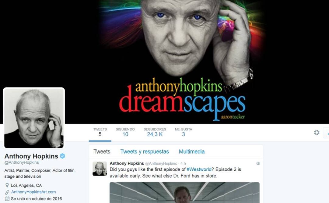 FOTO: Twitter/@AnthonyHopkins