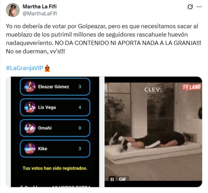 Memes de la tercera noche de traición en La Granja VIP. Foto: X