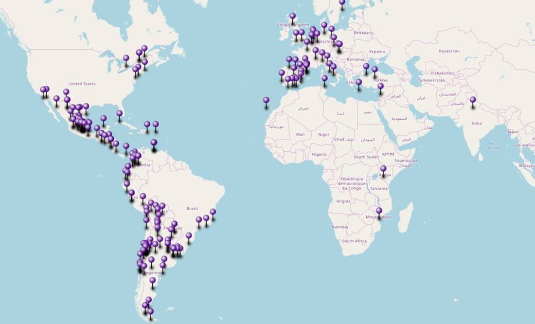Imagen de las ciudades en donde se ha representado "Un violador en tu camino" (Foto: Mapa)