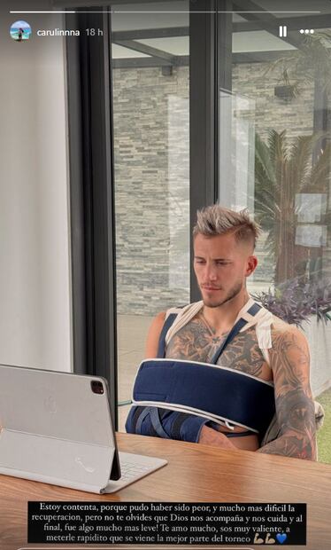 El mensaje que Gonzalo Piovi recibió de su esposa tras lesionarse con Cruz Azul - Foto: Captura de pantalla (@carulinnna - Instagram)