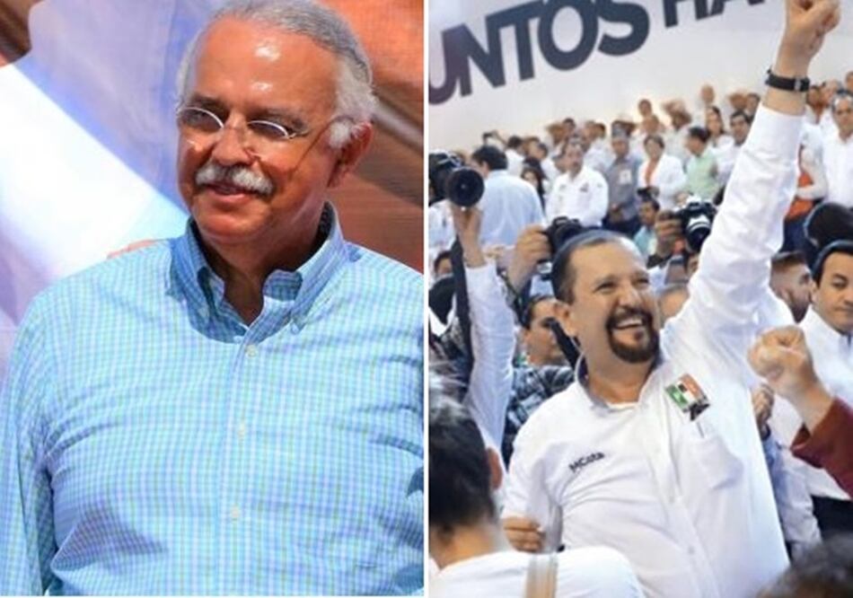 Miguel Ángel Navarro Quintero, candidato de Morena (izquierda) y Manuel Cota, candidato de la alianza PRI-PVEM-Panal (Fotos: Archivo EL UNIVERSAL)