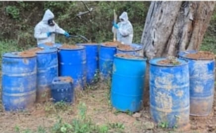 Aseguran más de 7 mil litros de diversas sustancias químicas en Cósala, Sinaloa; localizan vehículos con reporte de robo en Navolato