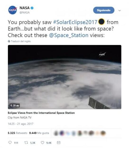 Así se vio el eclipse solar desde el espacio
