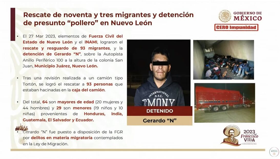 Rescate de 93 migrantes en Nuevo León