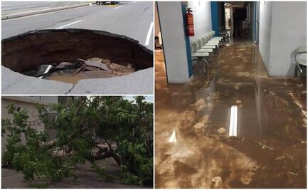 Lluvia provoca caos en Hermosillo; se abre boquete en vialidad