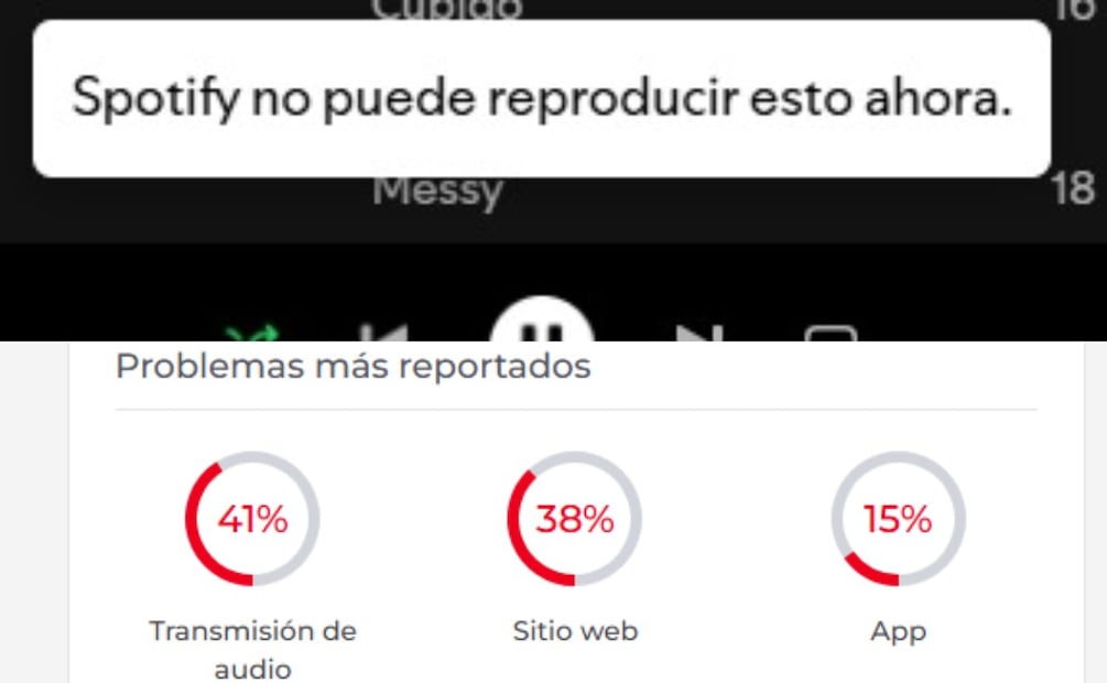 ¡No es tu internet! Usuarios reportan fallas en Spotify. Imagen: Captura de pantalla