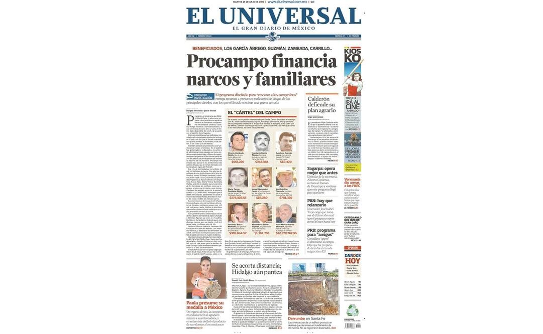 En julio de 2009, EL UNIVERSAL documentó entrega de recursos de ProÁrbol y Procampo a narcotraficantes y a sus familiares. Foto: EL UNIVERSAL