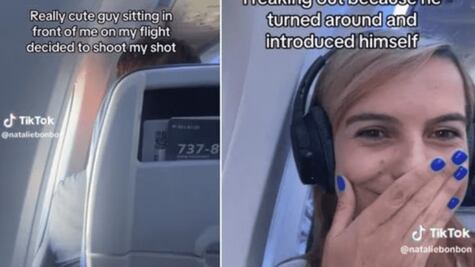 Joven causa sorpresa en TikTok por una particular conexión amorosa a bordo de un avión