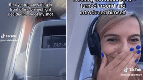 Joven causa sorpresa en TikTok por una particular conexión amorosa a bordo de un avión