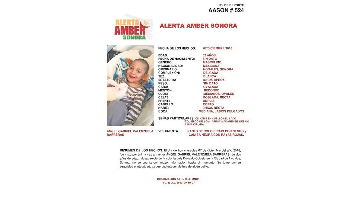 El miércoles se lanzó la Alerta Amber por el supuesto extravío del niño Ángel G., de dos años, con padecimiento de hidrocefalia. (AMALIA ESCOBAR. EL UNIVERSAL)