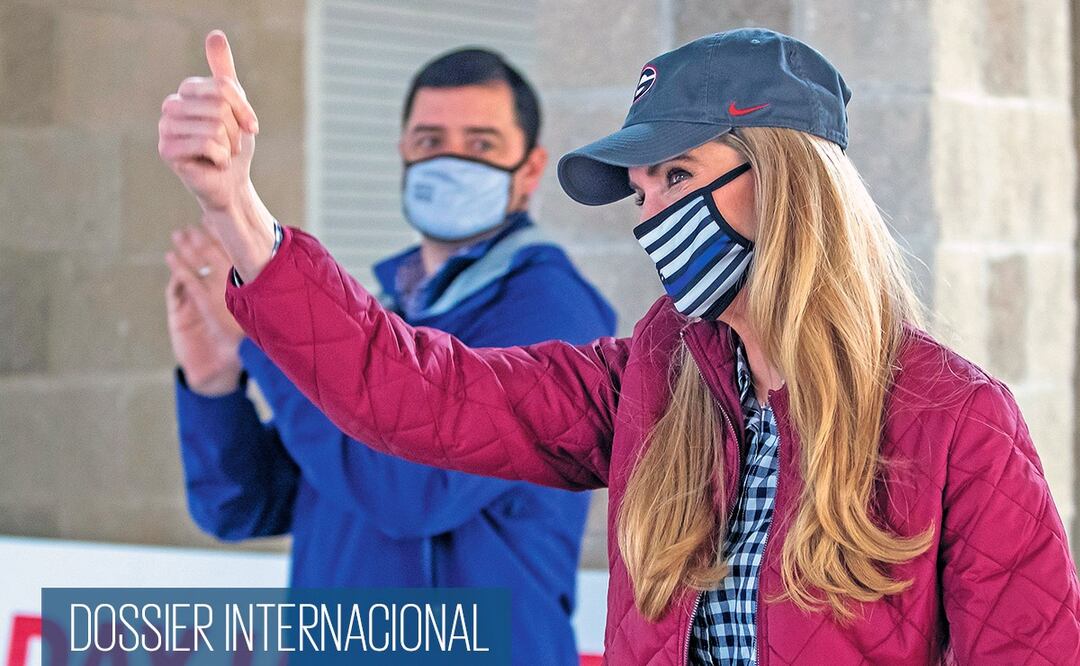 La senadora republicana por Georgia, Kelly Loeffler, en un acto de campaña en Norcross. Foto: Erik S. Lesser. EF