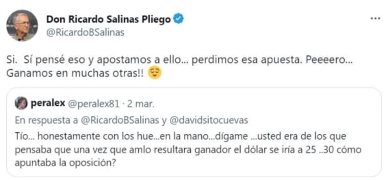 Ricardo Salinas Pliego "perdió" otra apuesta por culpa de la economía mexicana